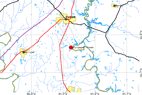 Local Map for Culpeper Creek, Greene County, AL