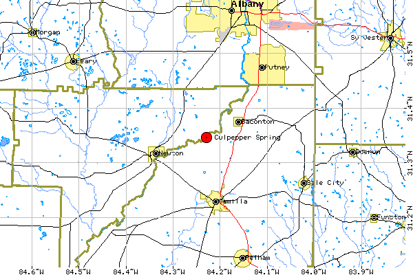 Local Map for Culpepper Spring, Baker County, GA