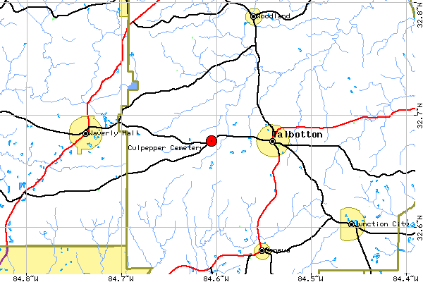 Local Map, Culpepper Cemetery, Talbot Co, GA