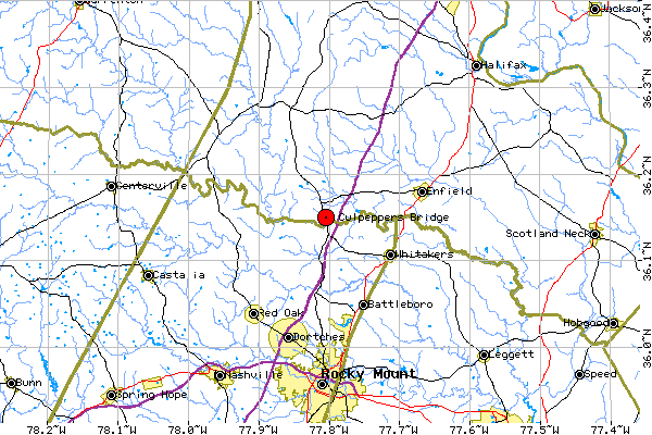 Local Map for Culpepper Bridge, Nash Co, NC