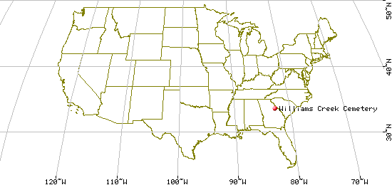 US Map for Williams Creek Baptist Church Cemetery, Warren Co, GA