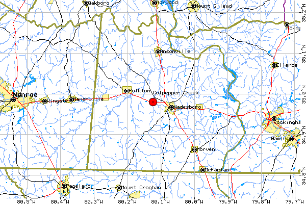 Local Map for Culpepper Creek, Anson Co, NC
