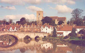 St. Peter's Church, from across the Medway River, Aylesford, Kent